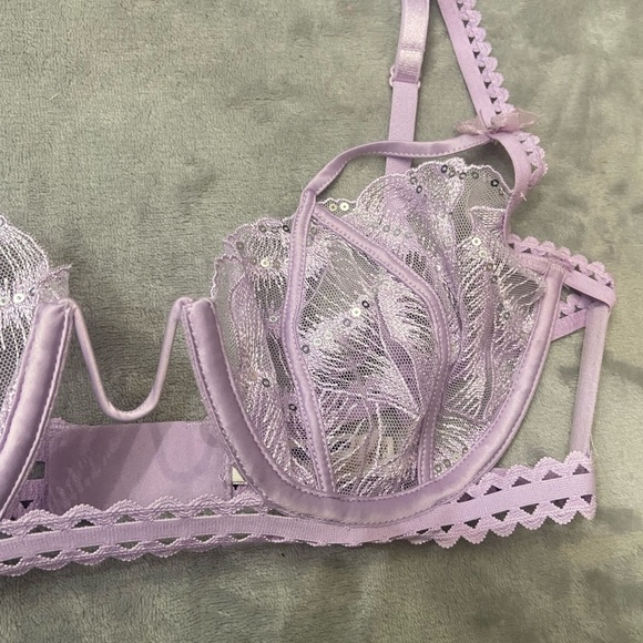 New! For Love and Lemons Shell Sequin Underwire Bra Purple 24518 - Picture 5 of 9